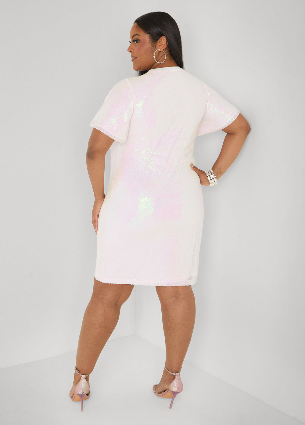 Birthday Queen Sequin Dress White | Ashley Stewart
