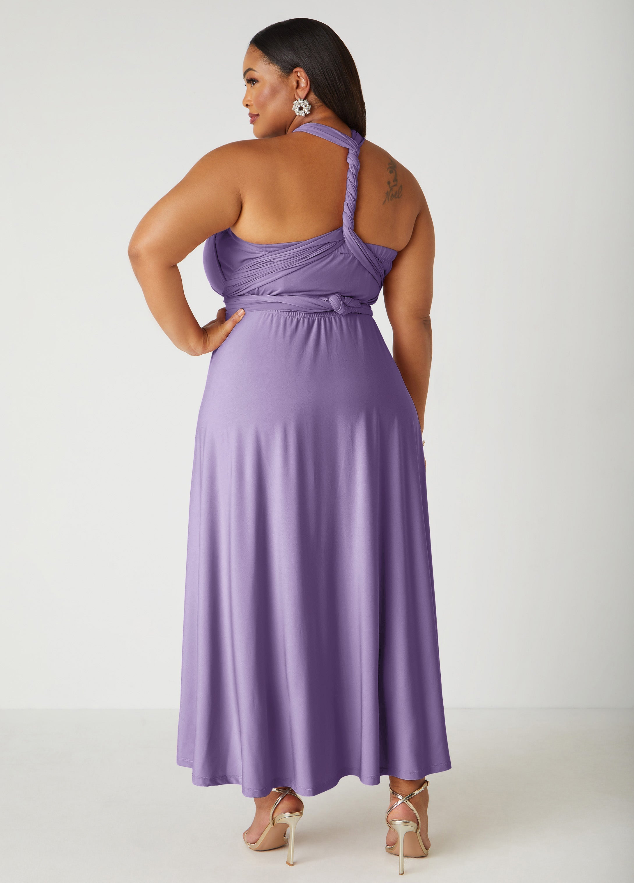 Multi Way Convertible Maxi Dress Light Pastel Purple | Ashley Stewart