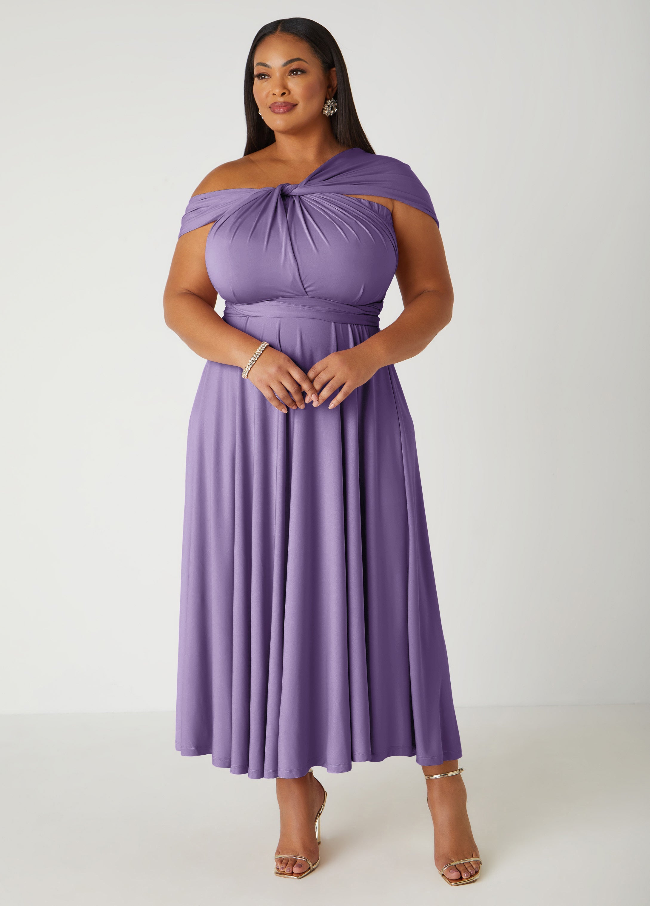 Multi Way Convertible Maxi Dress Light Pastel Purple | Ashley Stewart