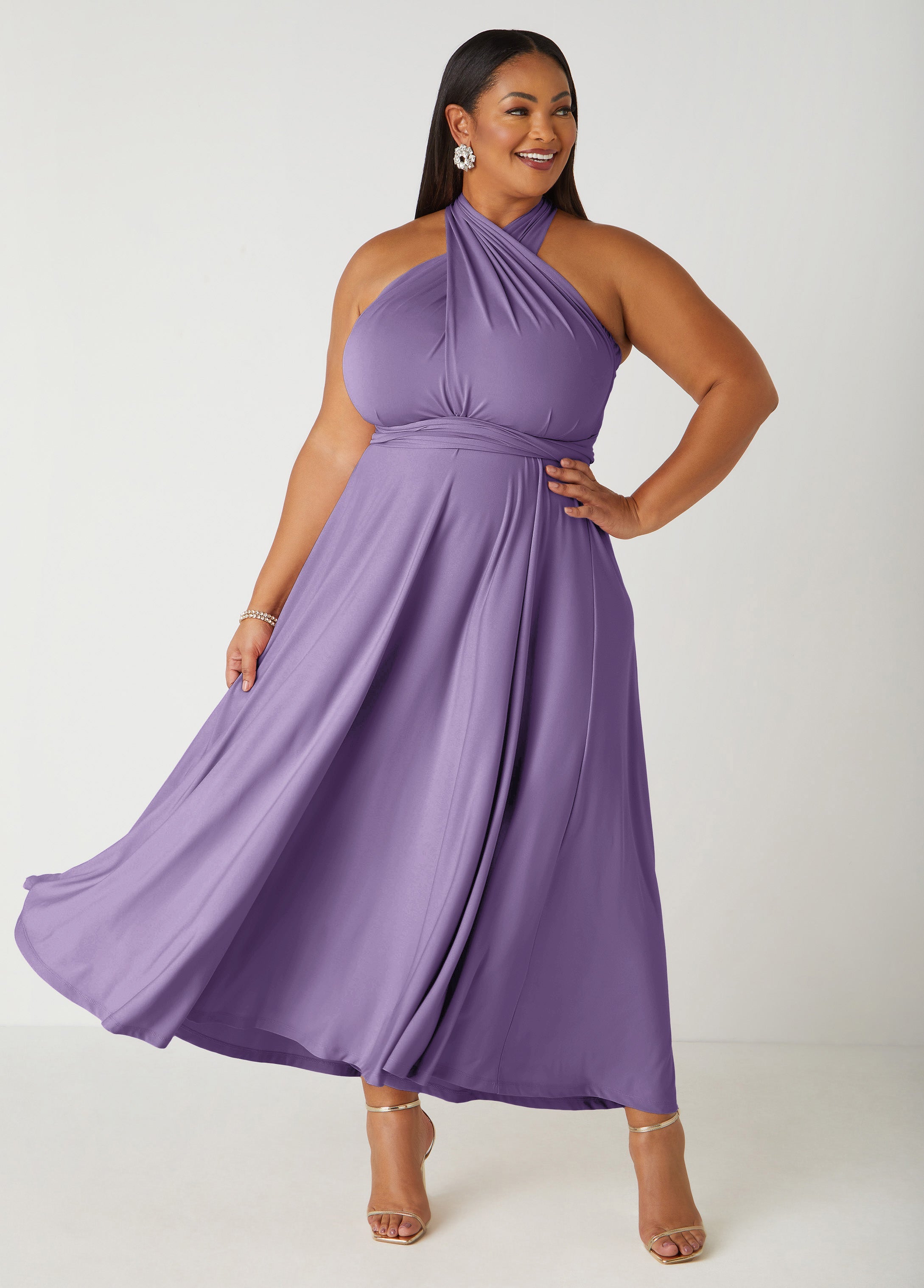 Multi Way Convertible Maxi Dress Light Pastel Purple | Ashley Stewart