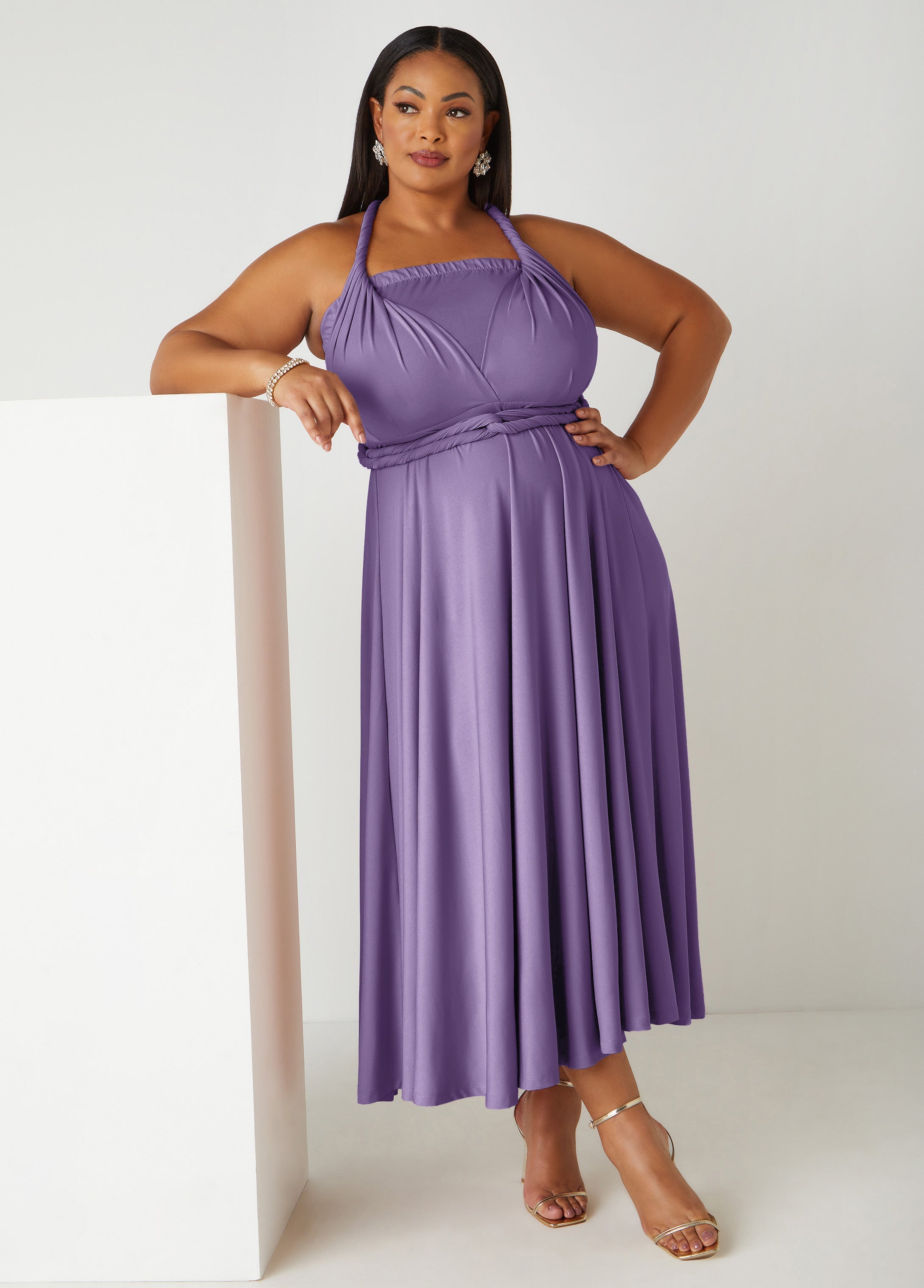 Multi Way Convertible Maxi Dress Light Pastel Purple | Ashley Stewart