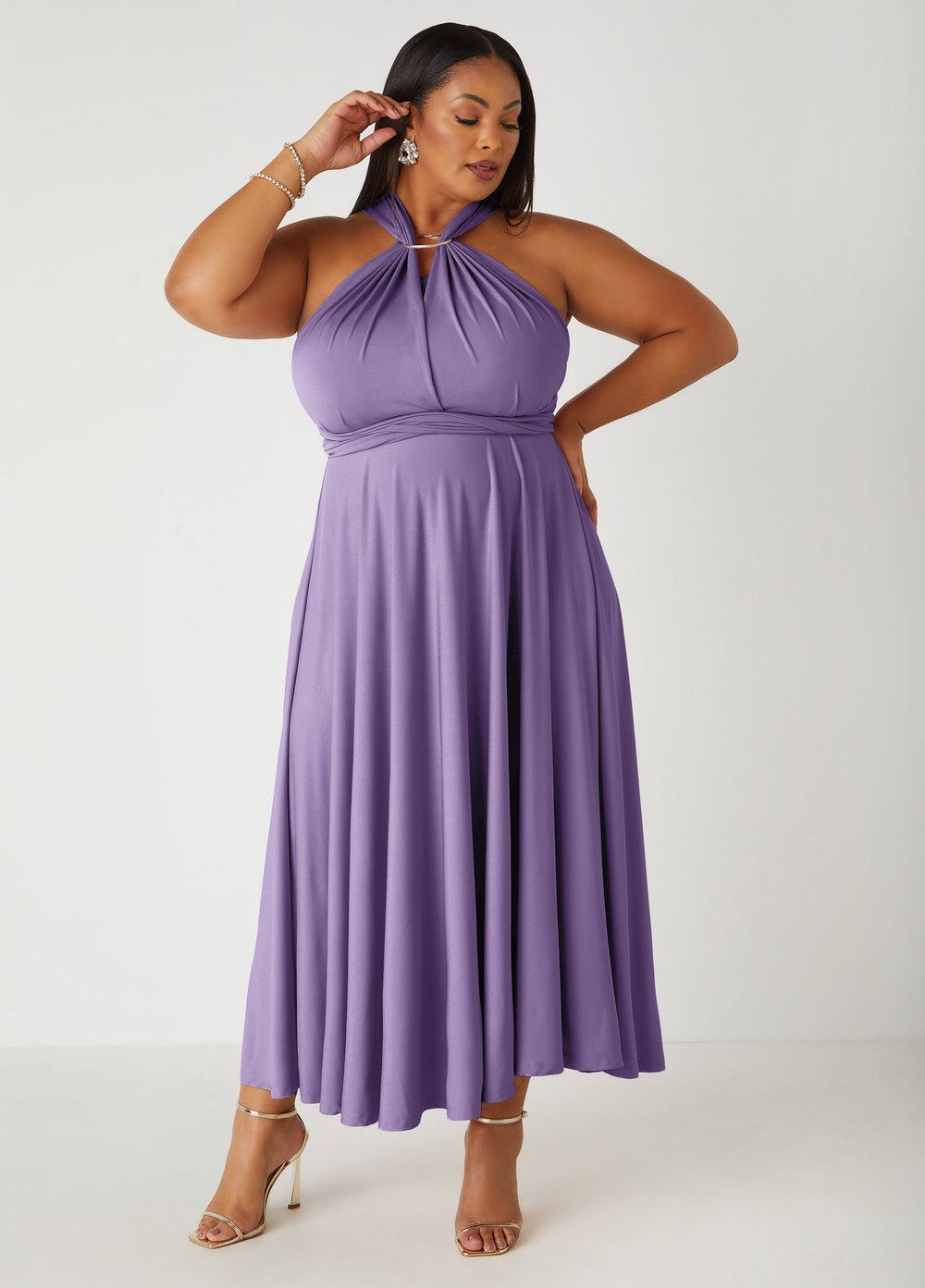 Multi Way Convertible Maxi Dress Light Pastel Purple | Ashley Stewart