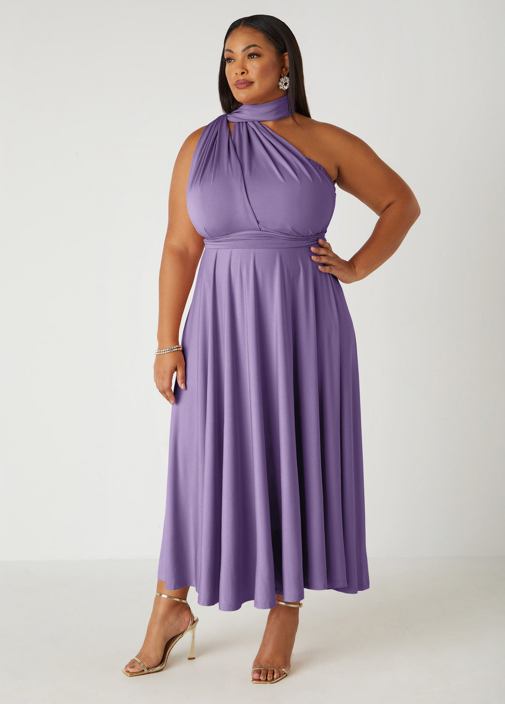 Multi Way Convertible Maxi Dress Light Pastel Purple | Ashley Stewart