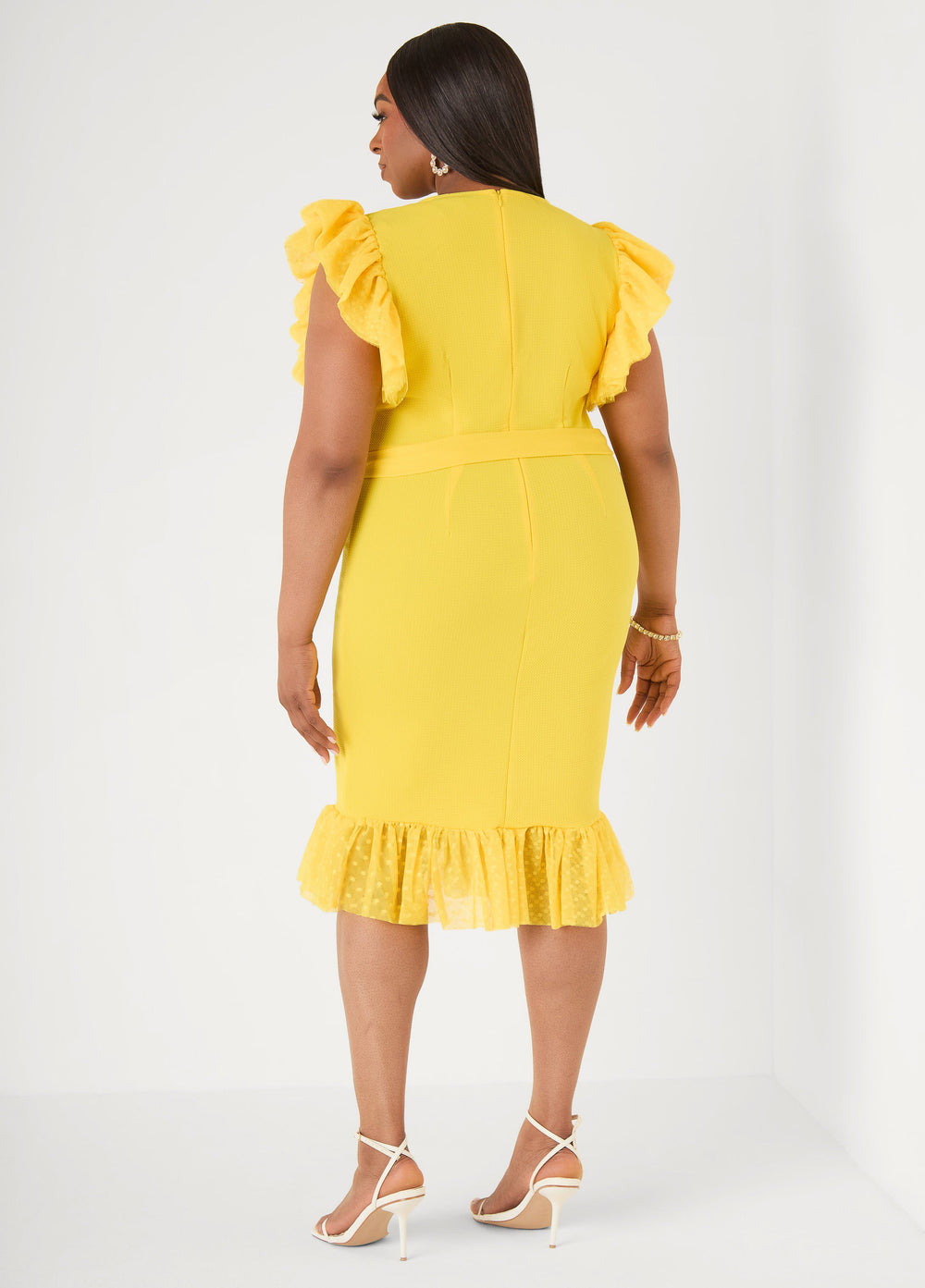 Tiered Tulle Sheath Dress Maize | Ashley Stewart