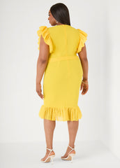 Tiered Tulle Sheath Dress Maize | Ashley Stewart