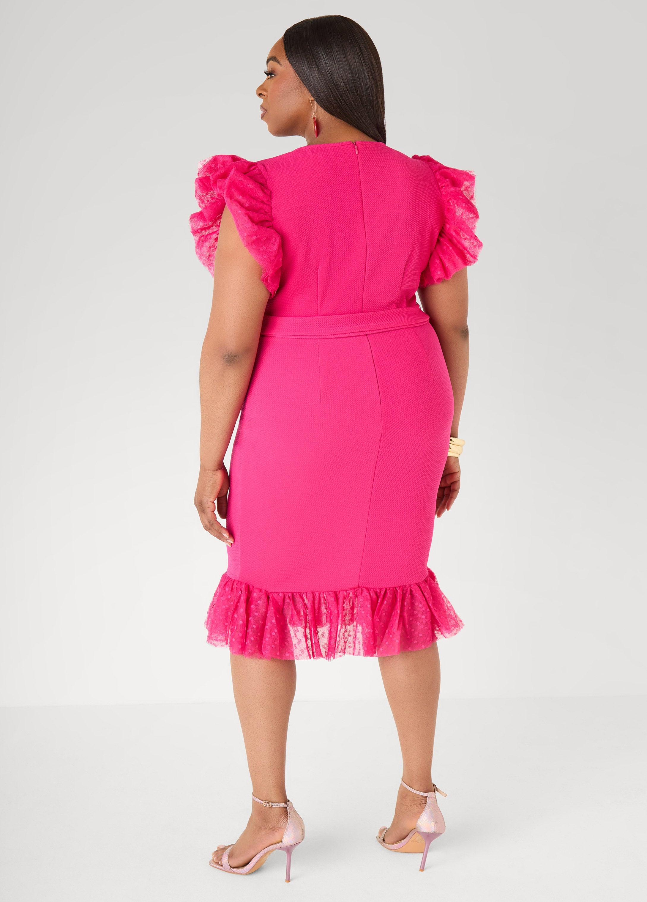 Tiered Tulle Sheath Dress Maize | Ashley Stewart