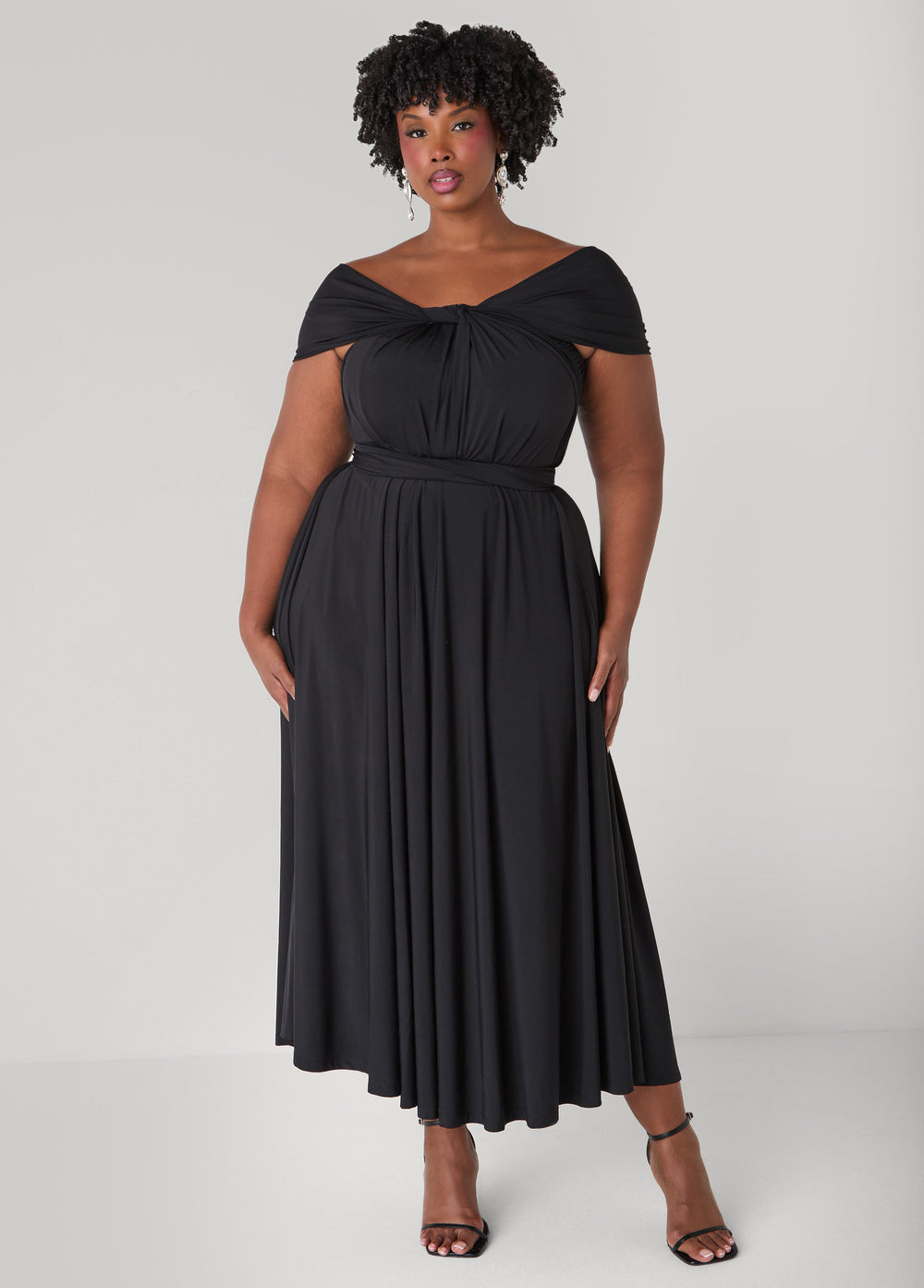 Convertible Maxi Dress Black | Ashley Stewart