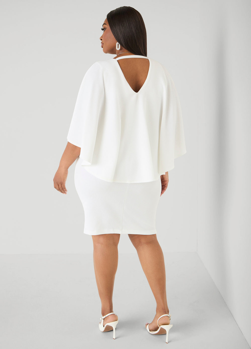 Textured Cape Sheath Dress Calypso Coral | Ashley Stewart