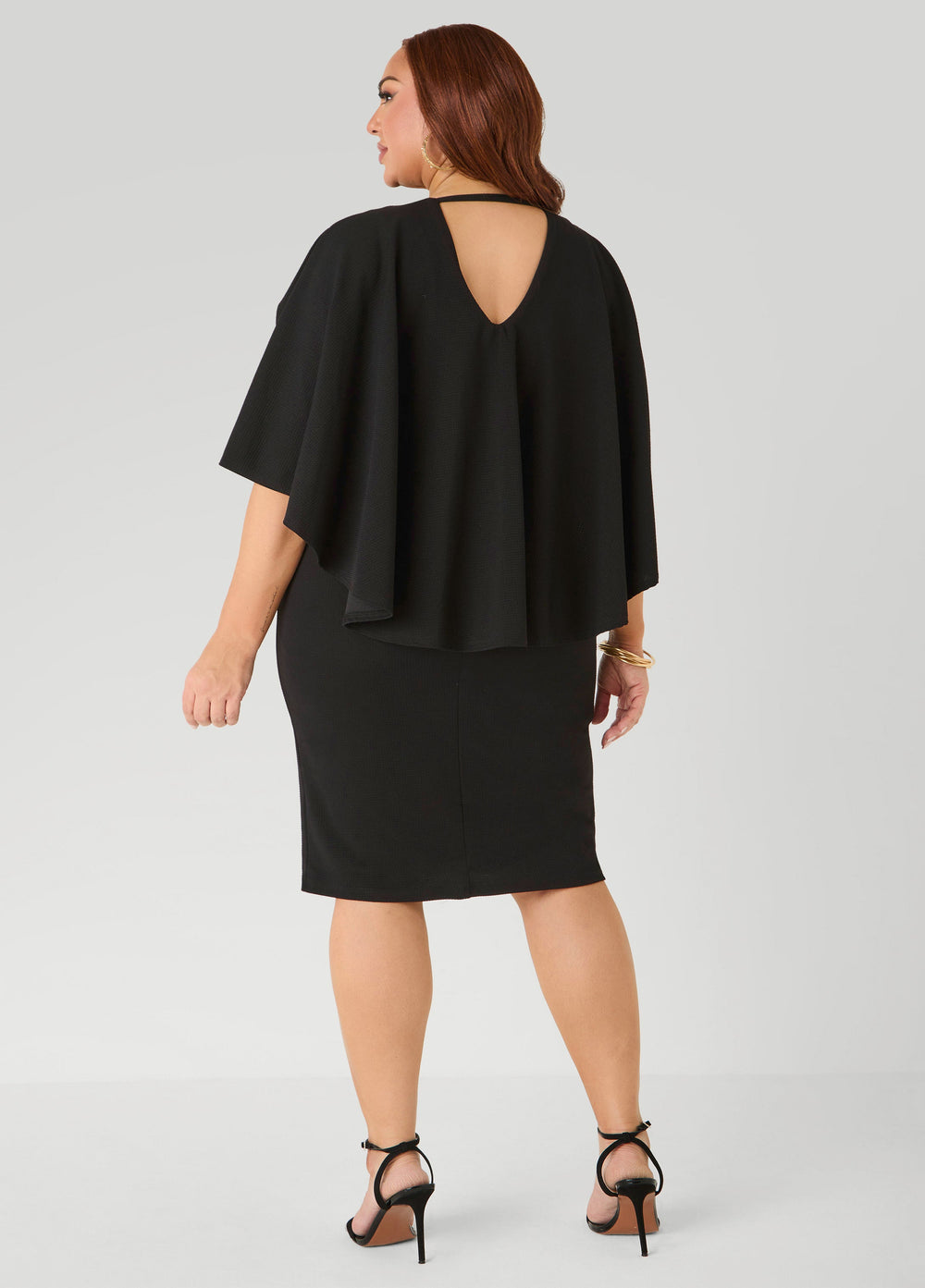 Textured Cape Sheath Dress Calypso Coral | Ashley Stewart