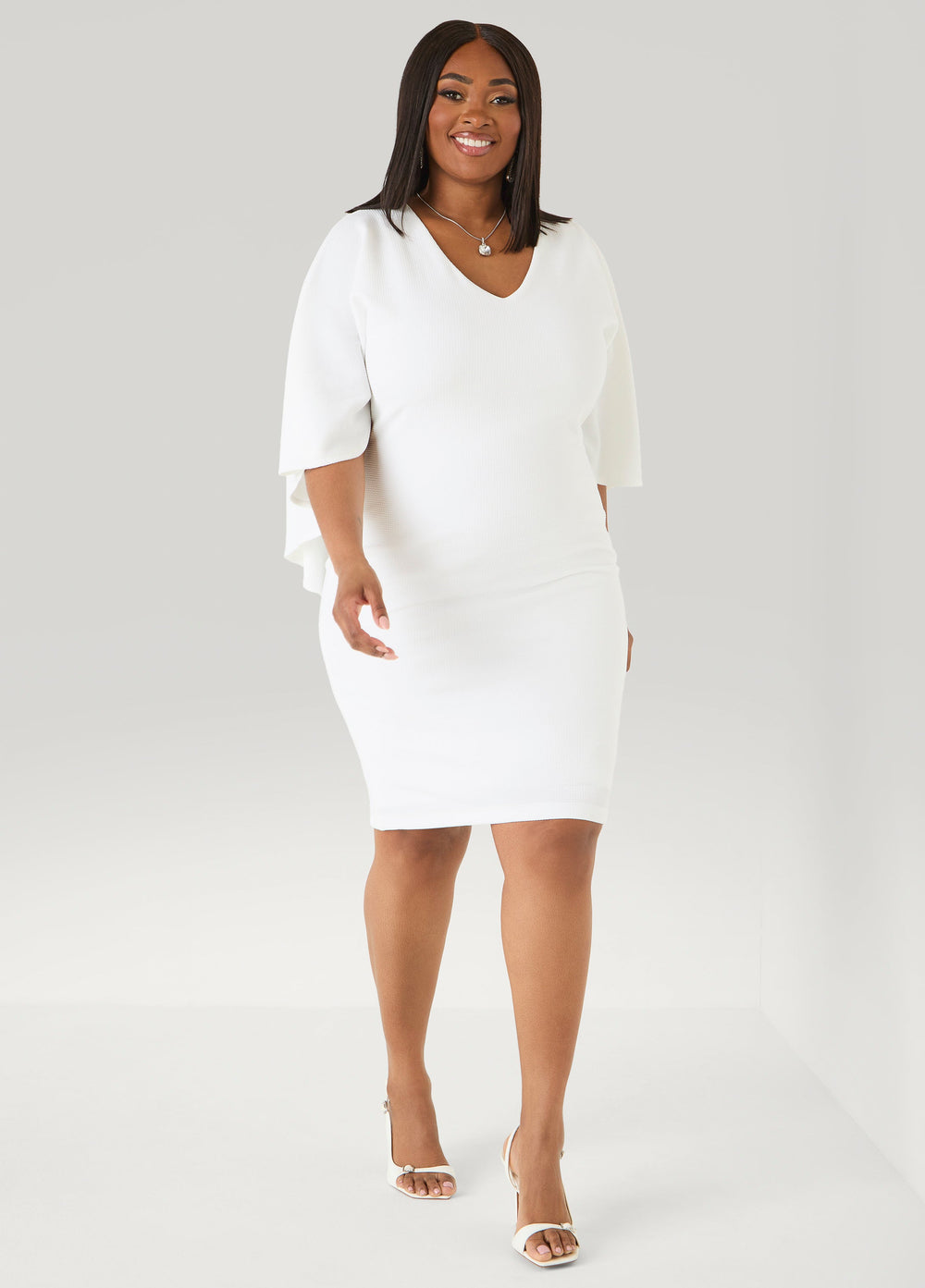 Textured Cape Sheath Dress Calypso Coral | Ashley Stewart