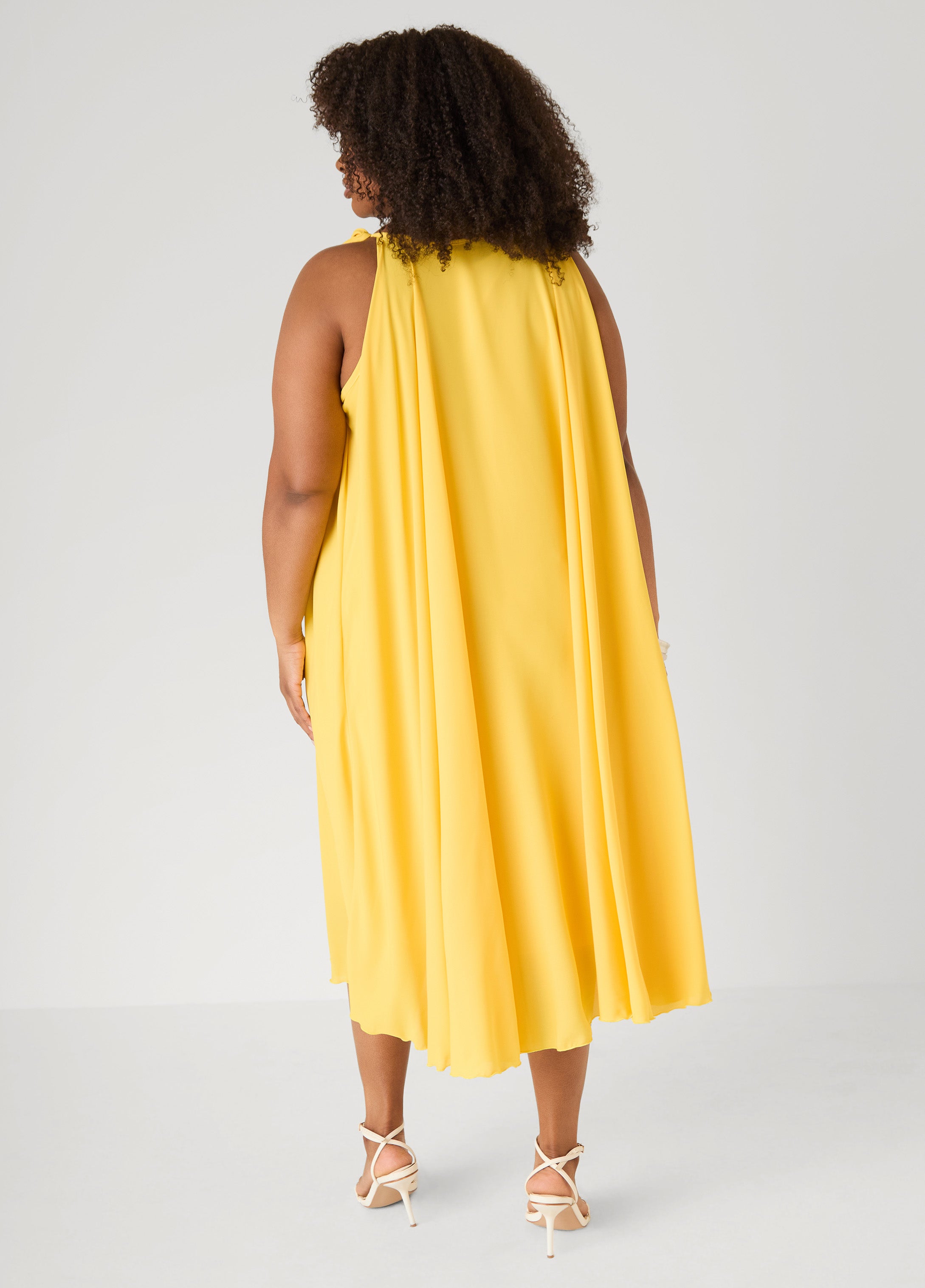 Rosette Midi Dress White | Ashley Stewart