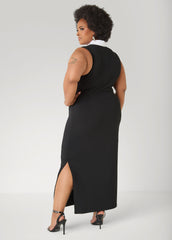 Maxi Tuxedo Dress Black White | Ashley Stewart