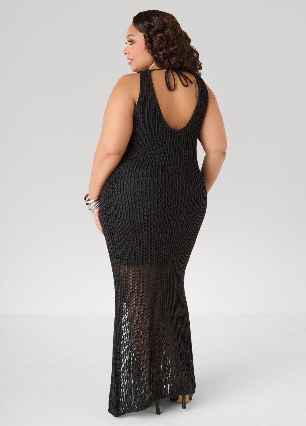 Rosette Crochet Maxi Dress Natural | Ashley Stewart