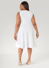 Textured A Line Dress White | Ashley Stewart
