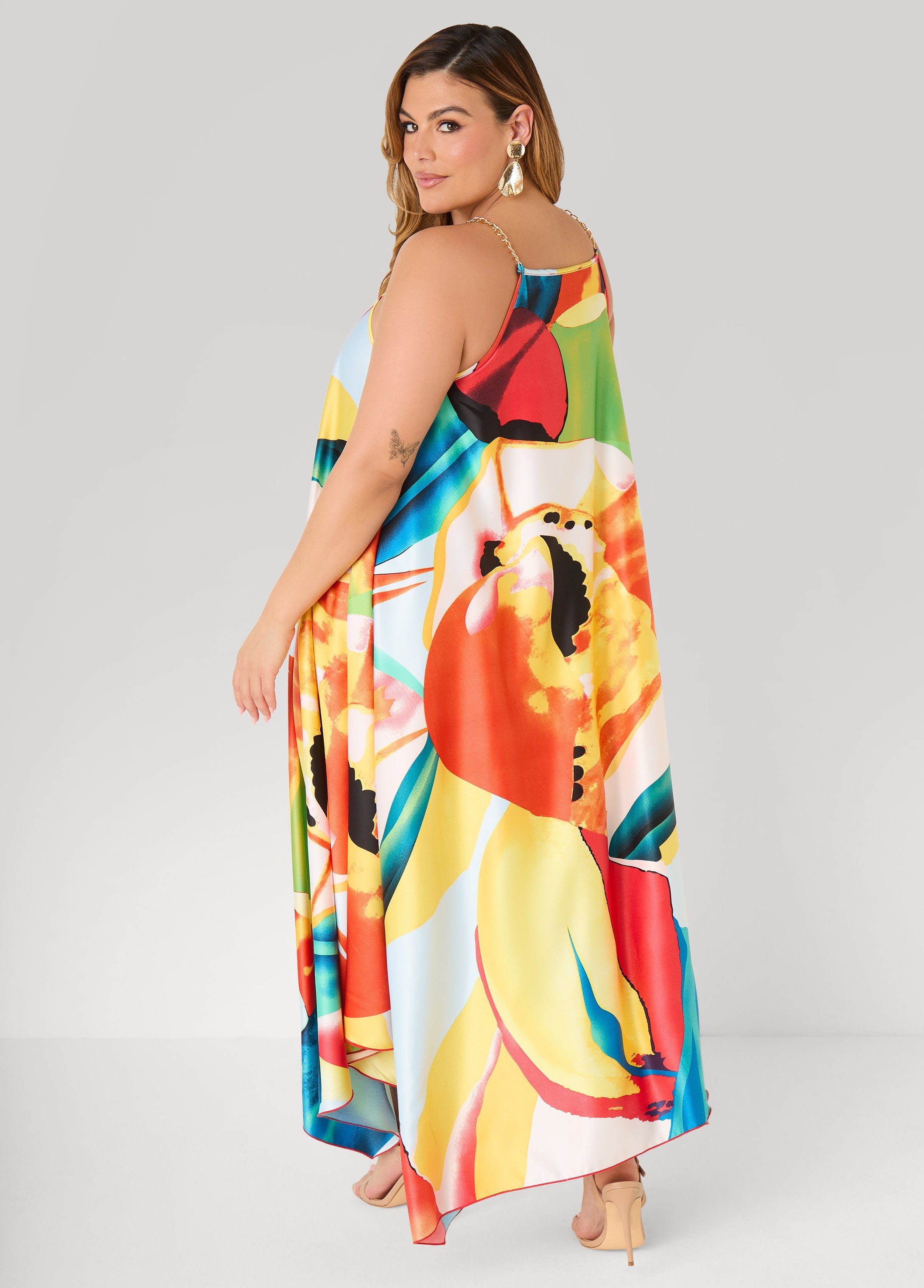 Floral Chain Trimmed Maxi Dress Multi | Ashley Stewart