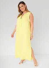 Pompom Maxi Dress Canary Yellow | Ashley Stewart
