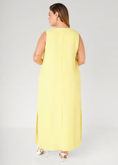 Pompom Maxi Dress Canary Yellow | Ashley Stewart