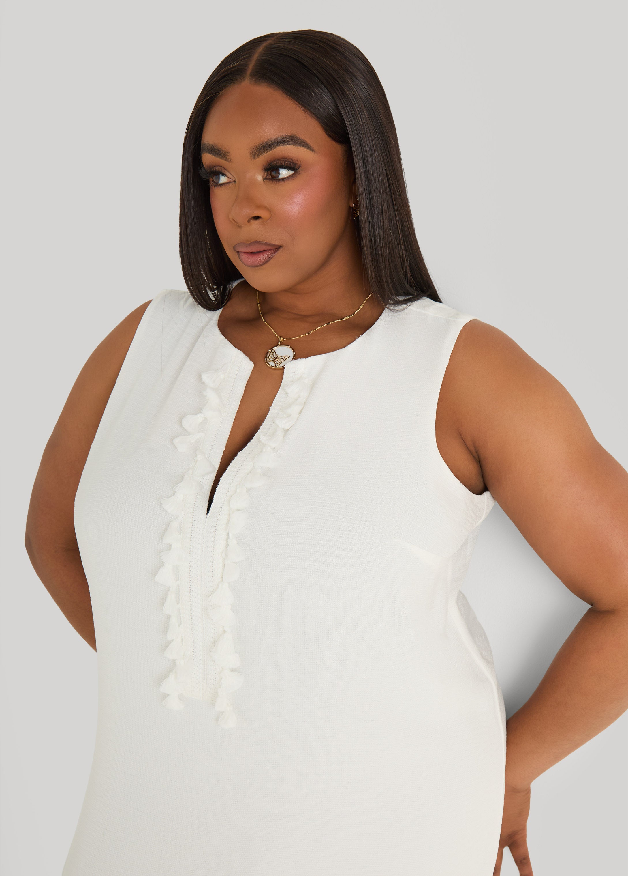 Pompom Maxi Dress Canary Yellow | Ashley Stewart