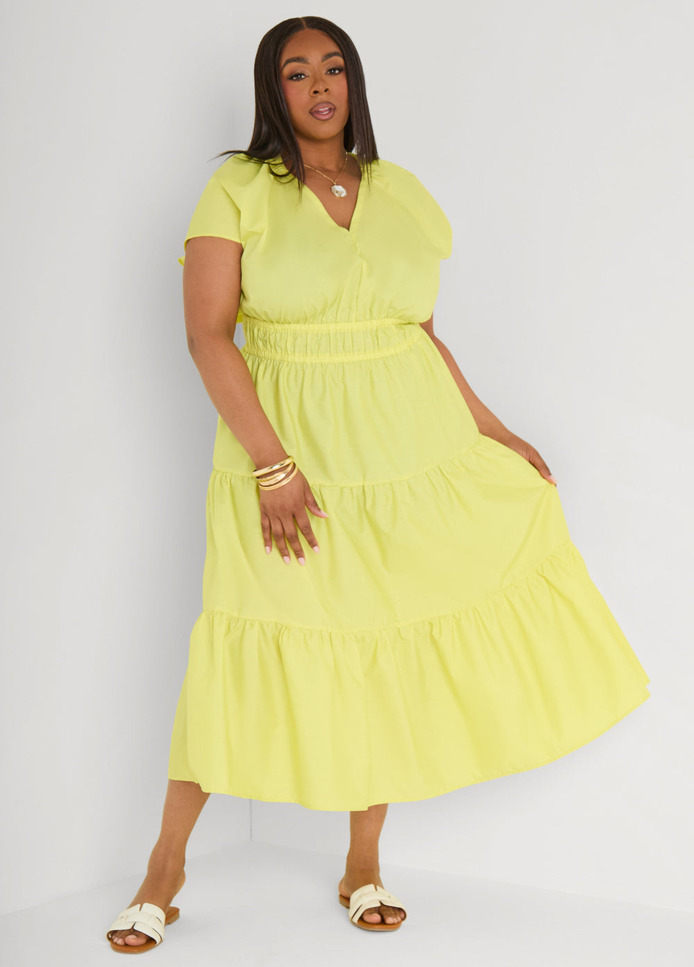 Tie Back A Line Maxi Dress Calypso Coral | Ashley Stewart