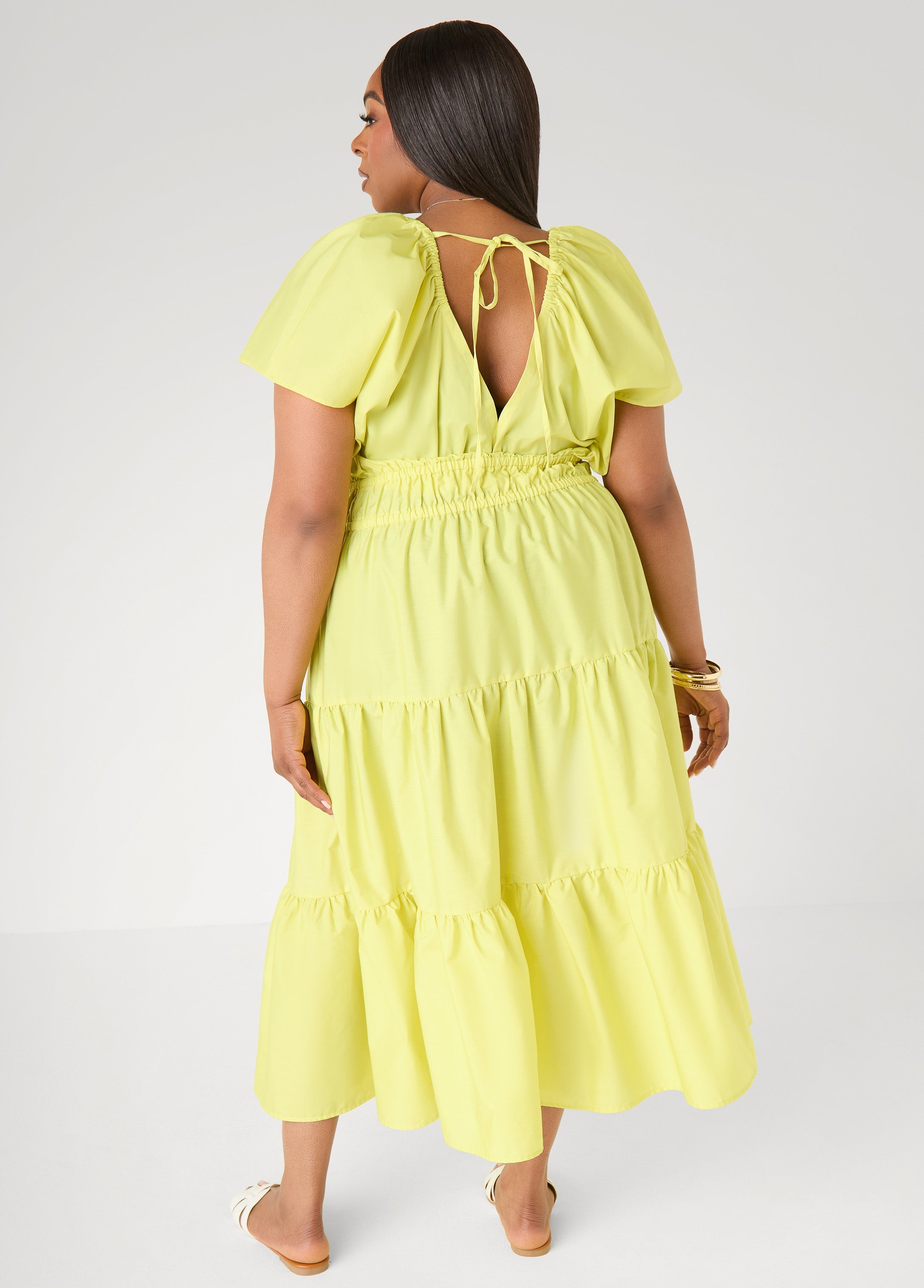 Tie Back A Line Maxi Dress Calypso Coral | Ashley Stewart