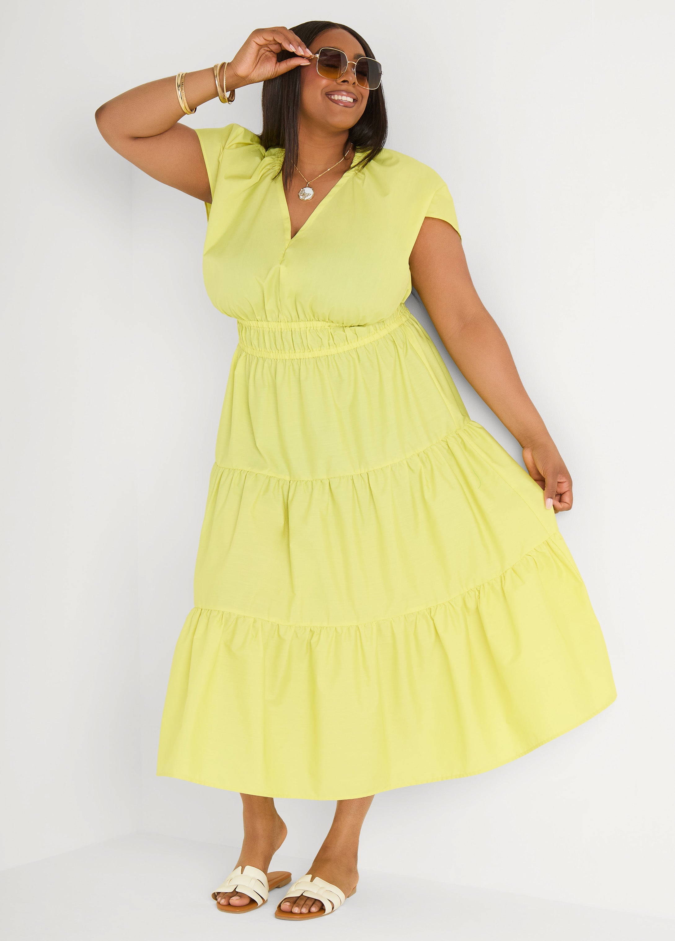 Tie Back A Line Maxi Dress Calypso Coral | Ashley Stewart