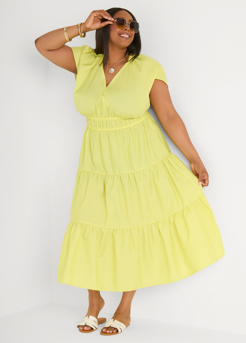 Tie Back A Line Maxi Dress Calypso Coral | Ashley Stewart