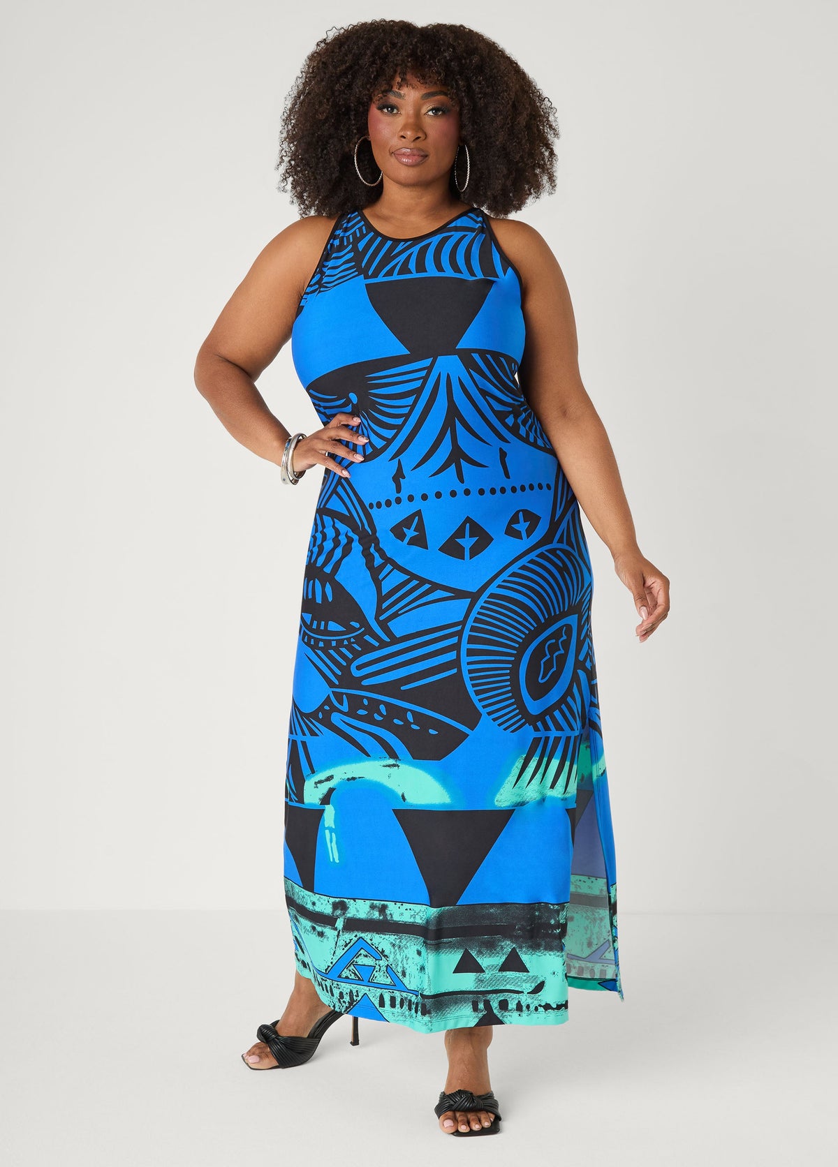 Abstract Maxi Dress Sodalite | Ashley Stewart