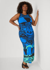 Abstract Maxi Dress Sodalite | Ashley Stewart