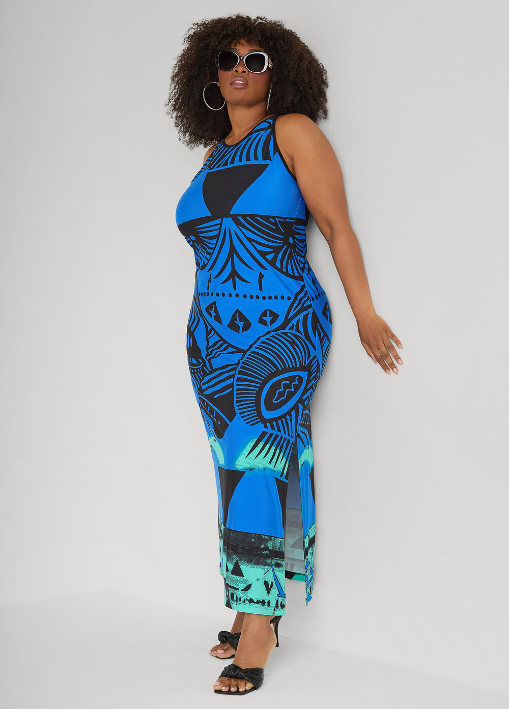 Abstract Maxi Dress Sodalite | Ashley Stewart