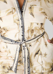 Tropical Print Romper Olive | Ashley Stewart