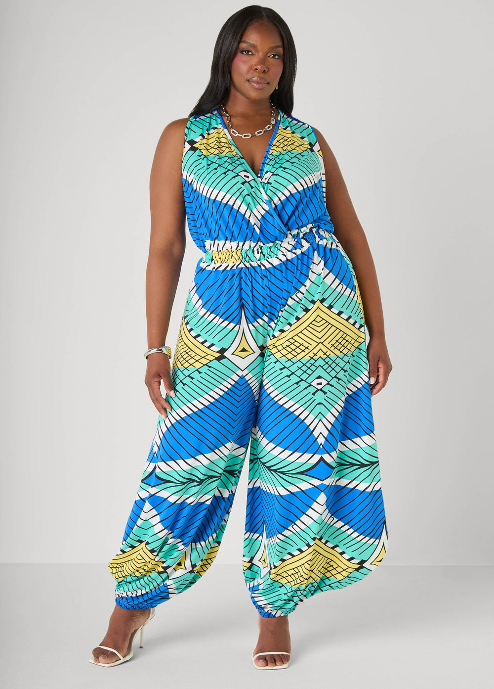 Printed Balloon Leg Jumpsuit Multi | Ashley Stewart