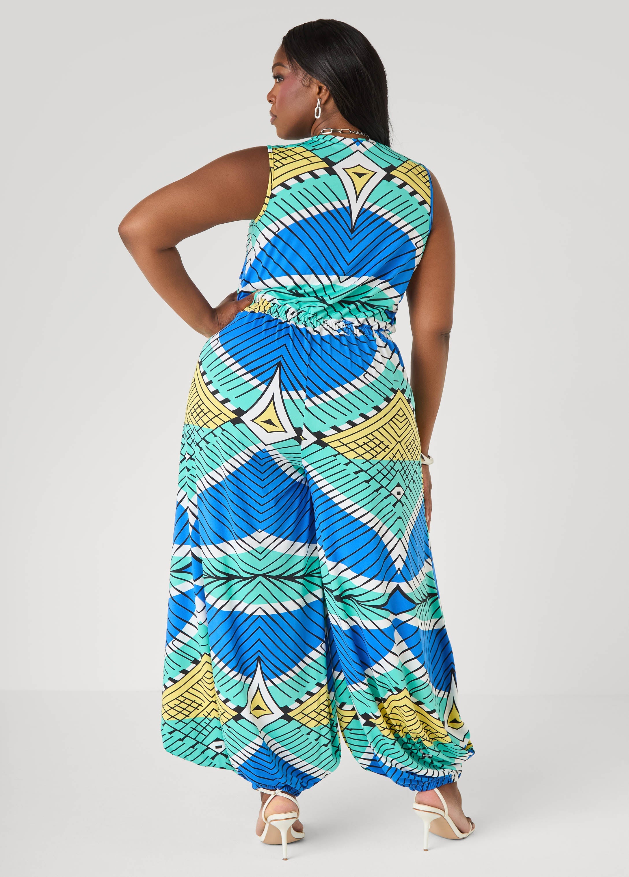 Printed Balloon Leg Jumpsuit Multi | Ashley Stewart