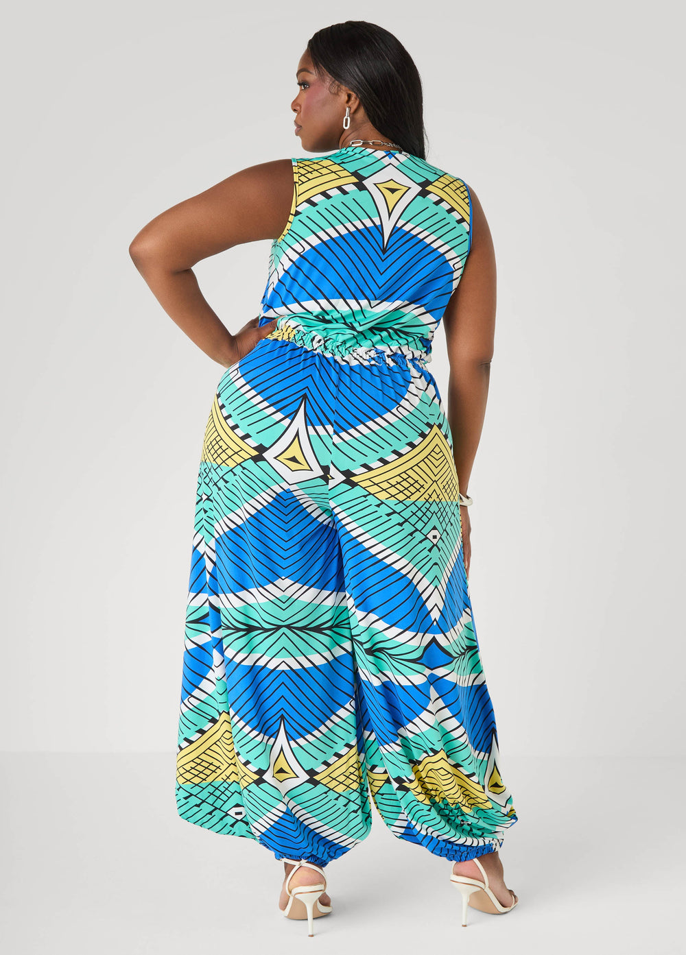 Printed Balloon Leg Jumpsuit Multi | Ashley Stewart