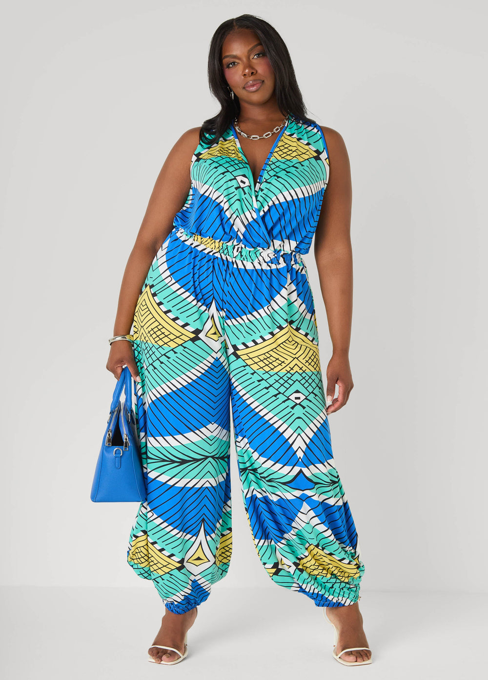 Printed Balloon Leg Jumpsuit Multi | Ashley Stewart
