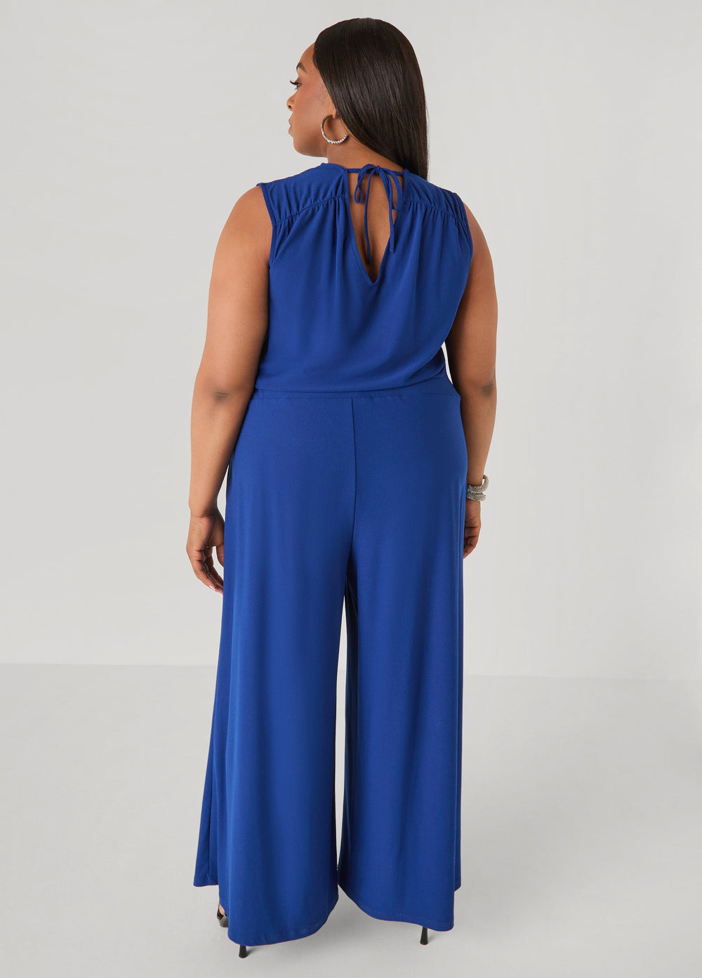 Tall Tie Back Wide Leg Jumpsuit Poinsettia | Ashley Stewart