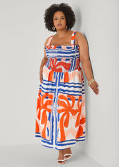 Printed Smocked Maxi Dress Multi | Ashley Stewart