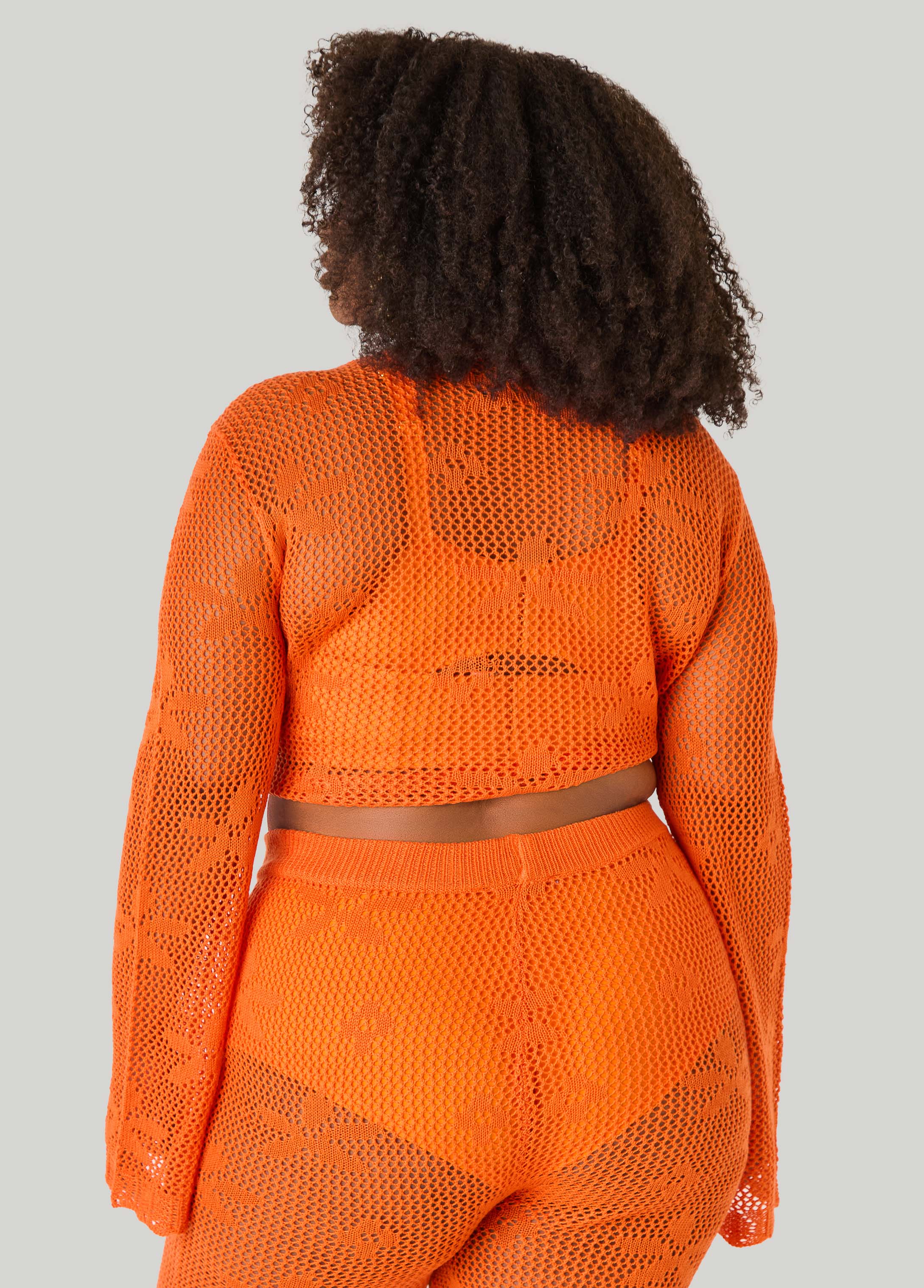 Crochet Tie Front Crop Top Orangeade | Ashley Stewart