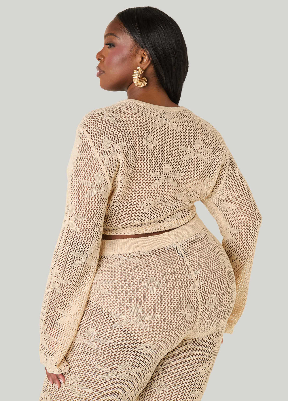 Crochet Tie Front Crop Top Orangeade | Ashley Stewart