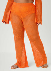 Crochet Wide Leg Pants Orangeade | Ashley Stewart
