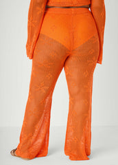 Crochet Wide Leg Pants Orangeade | Ashley Stewart