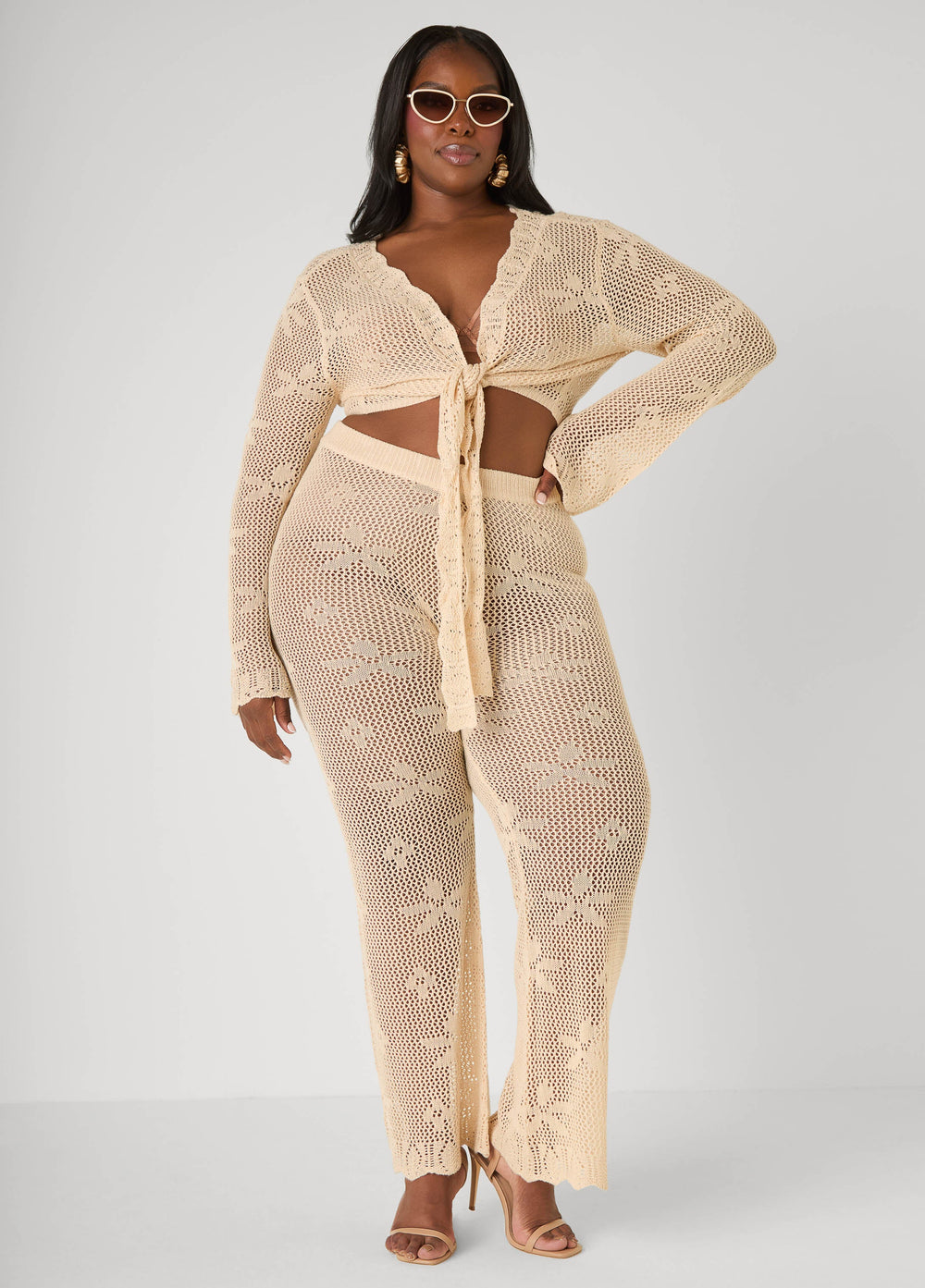 Crochet Wide Leg Pants Orangeade | Ashley Stewart