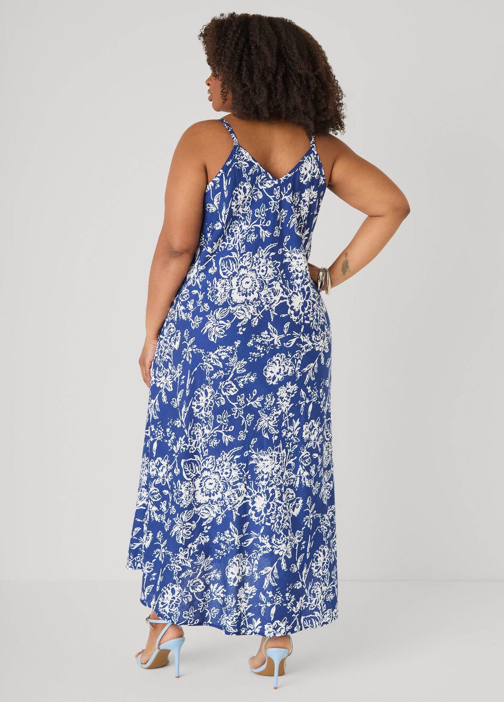 Floral V Neck Midaxi Dress Sodalite | Ashley Stewart
