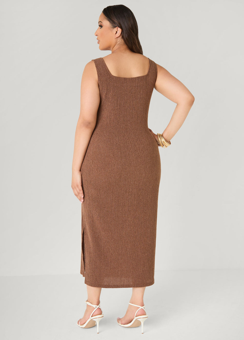 Textured Square Neck Midaxi Dress Dragon Fire | Ashley Stewart