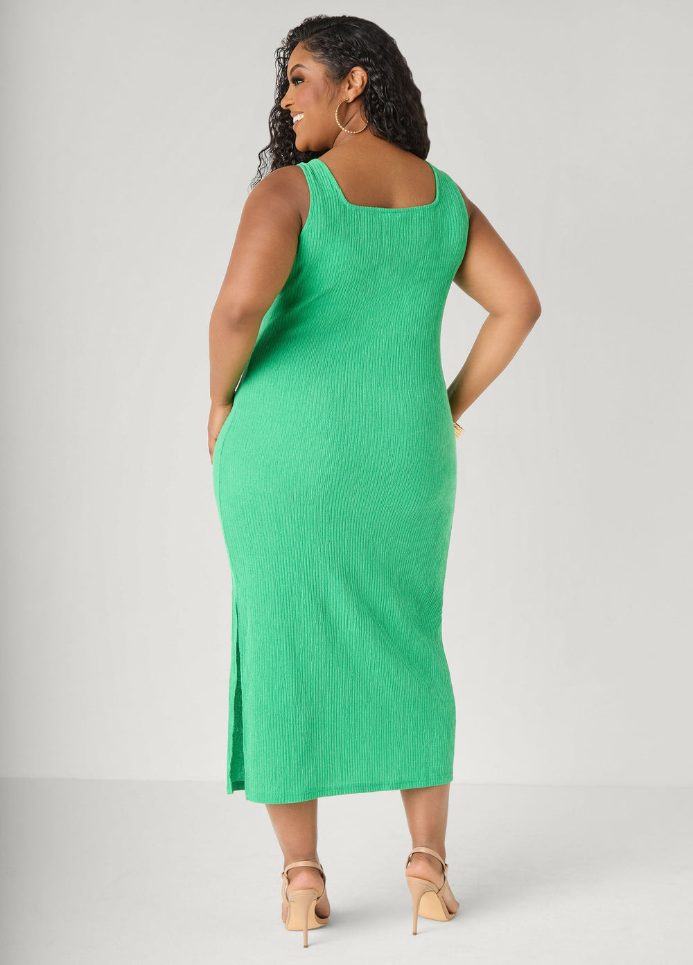 Textured Square Neck Midaxi Dress Dragon Fire | Ashley Stewart