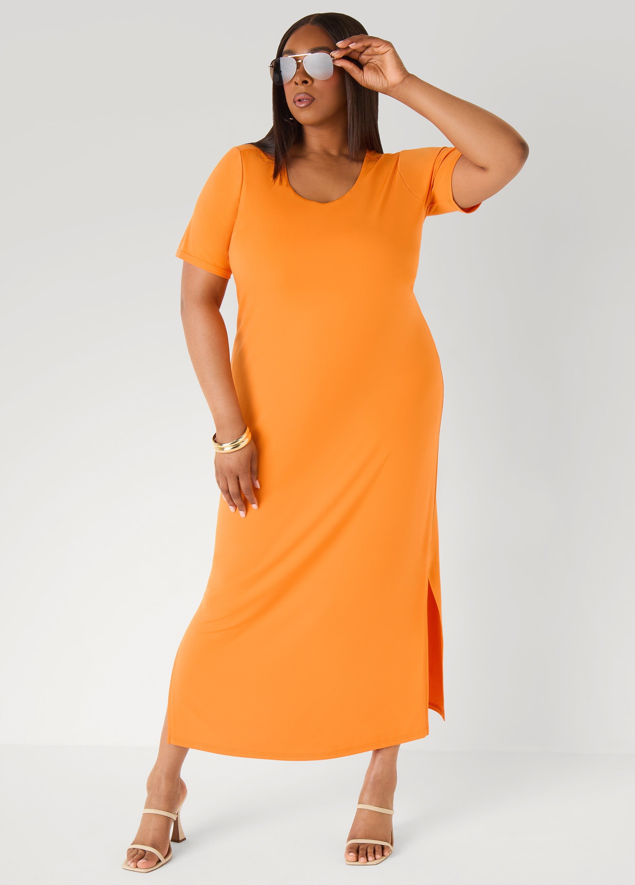 Stretch Knit Maxi T Shirt Dress Caribbean Sea | Ashley Stewart