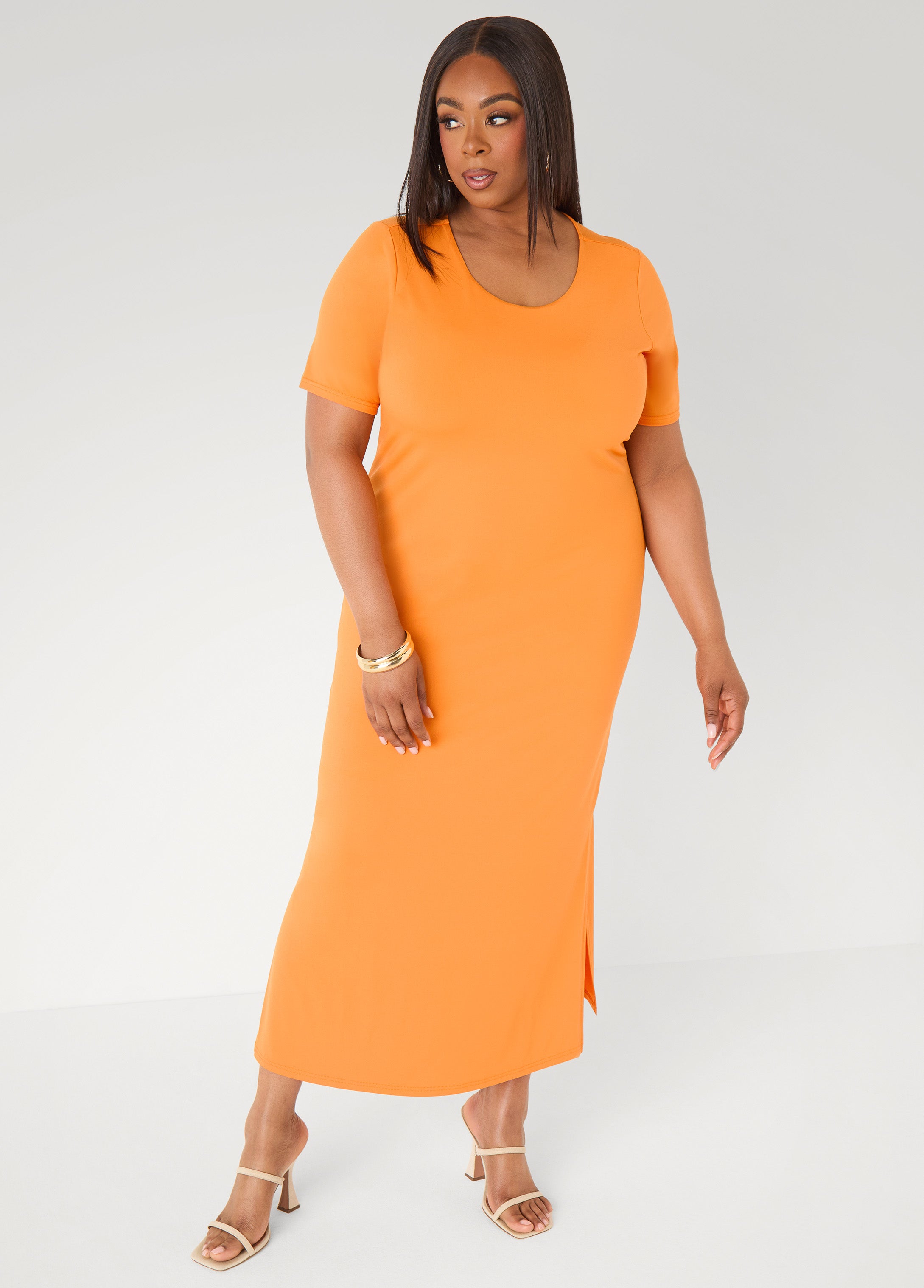 Stretch Knit Maxi T Shirt Dress Caribbean Sea | Ashley Stewart