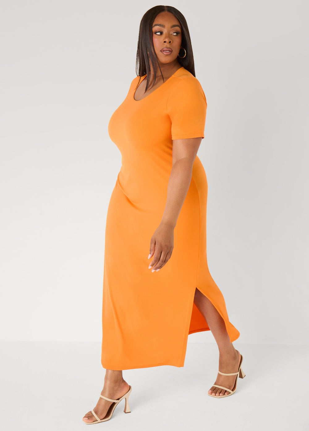 Stretch Knit Maxi T Shirt Dress Caribbean Sea | Ashley Stewart