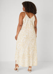 Floral Print V Neck Midaxi Dress White | Ashley Stewart