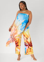 Layered Floral Print Jumpsuit Multi | Ashley Stewart