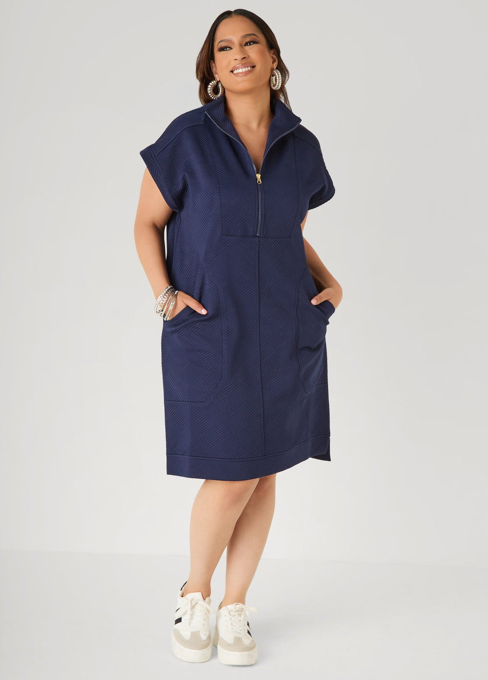 Athletic Knit Sneaker Dress White | Ashley Stewart